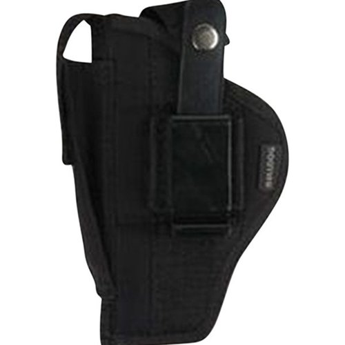 Bulldog Belt/Clip Ambi Holster i svart for 3 1/2-5 tommers løp gir sikker og komfortabel bæring, med justerbar passform for både høyre- og venstrehendte.
