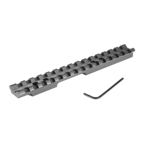 EGW Ruger American Rimfire Scope Bases gir deg en enkel Picatinny rail uten boring, laget av slitesterk 6061 T6 aluminium for fleksible montasjemuligheter.