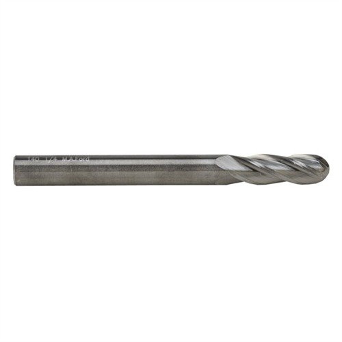 Denne solid carbide ball end mill har en fire-flute design som gir jevne kutt og lar deg dykke uten forboring, ideell for herdet stål.
