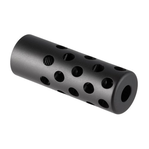 Gentry Custom Quiet Muzzle Brake 6.5mm reduserer rekyl og munnsprang effektivt, tilgjengelig i matte og polerte overflater med 5/8-24 gjenger.