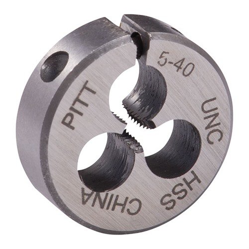 Brownells Wire Gauge Carbon Dies gir presise ytre gjenger, laget av høykvalitets karbonstål for holdbarhet og enkel fjerning av ødelagte fragmenter.