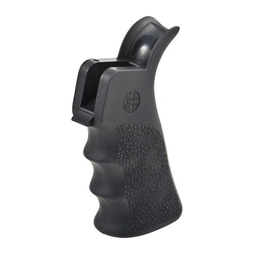 HOGUE AR-15 Overmolded Beavertail Grip har ergonomiske fingergroper, et sikkert Cobblestone™ grep, og er motstandsdyktig mot olje og løsemidler. Gripet gir bedre kontroll og komfort.