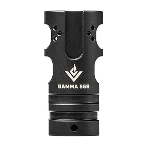 VG6 GAMMA 556 er en høyytelses muzzle brake som eliminerer rekyl og løpetbevegelse, perfekt for raske oppfølgingsskudd på 10.5-18.5" løp.
