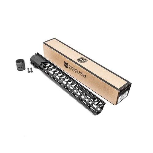 FULL TOP RAIL MLOK håndbeskytter for AR-15, laget av 6061-T6 aluminium med anodisering i svart, inkluderer barrel nut og anti-rotasjonstapper.