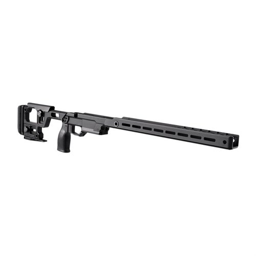 AERO PRECISION SOLUS Competition Chassis for Remington 700 SA tilbyr presis tilpasning, modulær design, justerbart kolbelengde og M-LOK/Arca Swiss festepunkter.