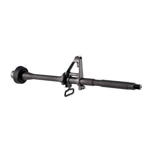 Brownells AR-15 5.56 M4 løp har hard krommet bore, høytrykksprøvd og klar til installasjon med F-markert frontsikte og håndbeskyttelse.