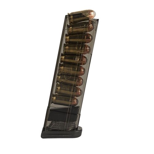 ETS transparente polymermagasiner til Glock 42 gir lettvekt, pålitelighet og enkel gjenkjenning av ladestatus, tilgjengelig i 6 og 12 skudds kapasitet.