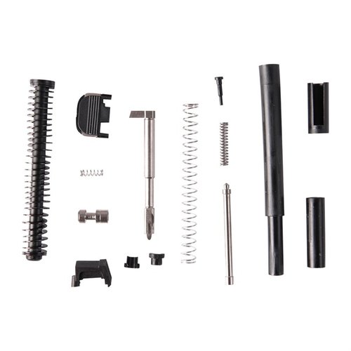 Dette SLIDE PARTS KIT for GLOCK 19® inkluderer alle nødvendige deler for å oppgradere eller refurbishe en fabrikk-slide, med en sterk billet firing pin.