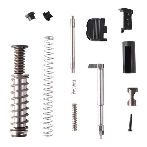 Forbedret SLIDE PARTS KIT til GLOCK 43® med billet firing pin, inneholder alle nødvendige deler for å oppgradere eller refurbishe din slide til fabrikkstandard.
