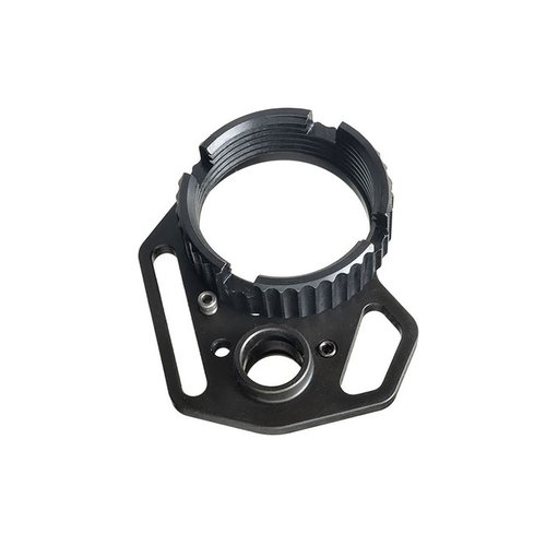 Strike Industries Multi-Function End Plate og Anti-Rotation Castle Nut gir sikkerhet med QD socket, flere sling festepunkter og enkel installasjon uten peening.