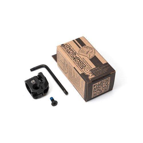 MICRO THREADED BARREL COMP-QUAD reduserer rekyl med 15-30%, har anti-rotasjonssystem og passer de fleste pistoler med 1/2