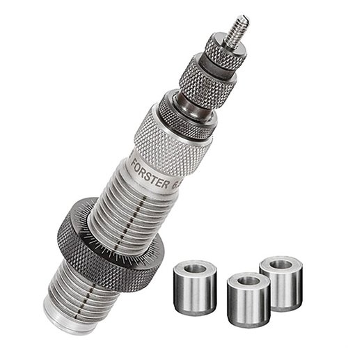 Bushing Full Length Sizing Die kit fra Forster inkluderer en håndpolert Full Length Bushing Die og tre nøye utvalgte standardbushinger for optimal presisjon.