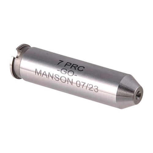 Manson Precision Rimless Cartridge Headspace Gauge sikrer nøyaktig måling av hylsehodet, med slitesterk stål og tilgjengelig i flere kalibre for pålitelig våpenkontroll.