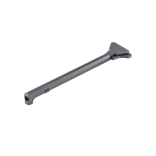 AR-15 RETRO 601 STYLE A1 TRIANGLE CHARGING HANDLE er laget av 6061 aluminium med anodisert hardcoat, tilgjengelig i svart eller grå, for optimal ytelse.