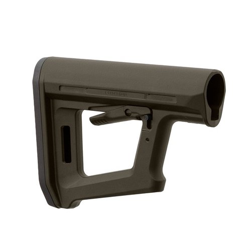 MOE PR Carbine Stock har et minimalistisk design, støttehåndspute, M-LOK spor for slinger og er kompatibel med CTR Cheek Risers for optimal skyteopplevelse.