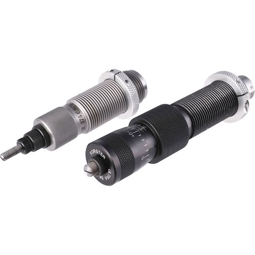 Forster Full Length Die-set med Ultra Micrometer Seater gir presis justering av kulehøyde og støtter konsentrisitet under oppblåsing av hylser.