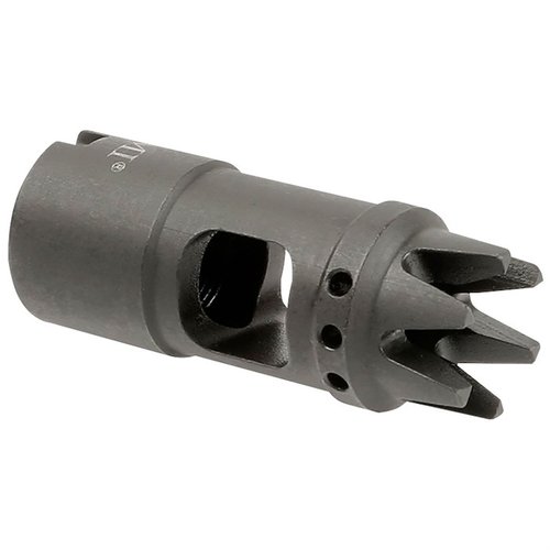 AK12 Muzzle Brake fra Midwest Industries reduserer munnklatring med sitt enkammerdesign, laget av verktøystål med fosfatfinish og leveres med ny crush washer.