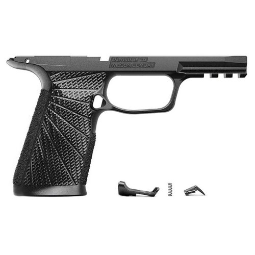 Oppgrader din SIG-SAUER P365 XMacro med Wilson Combat gripmodul for bedre grep, kontroll og ergonomi, tilgjengelig i flere farger uten manuell sikkerhet.