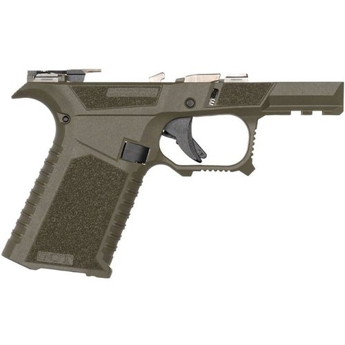 SCT 43X Sub Compact ramme er fullt montert, med ergonomisk design, flared mag well, ambidextrous mag release og aggressiv tekstur for optimal kontroll.
