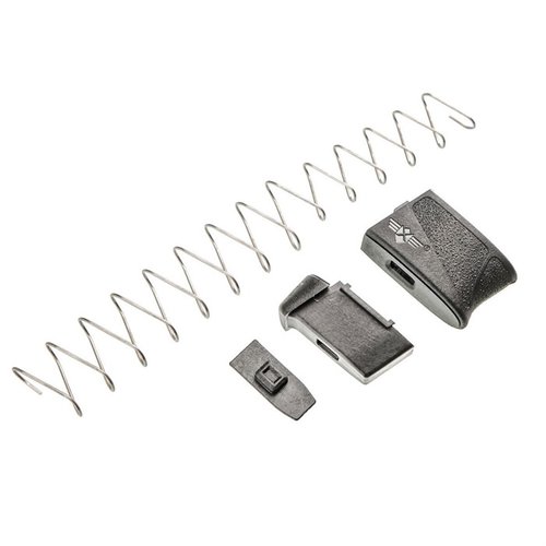 MTX Magazine Extender for M&P Shield 9mm gir +2 og .40 S&W gir pålitelighet, enkel installasjon og holdbarhet med spesialdesignet fjær for optimal ytelse.