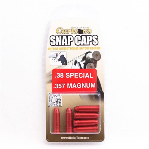 Snap caps for 357 Magnum/38 Special gir deg muligheten til å øve tørrskyting uten å skade våpenet, med en solid aluminiums kropp og fjærbelastet messing 