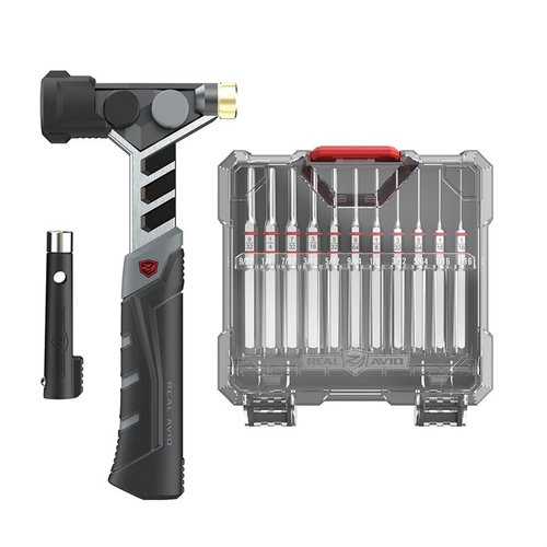 Real Avid Master Hammer & Accu-Punch Standard Pin Punch Set tilbyr presise verktøy for montering og vedlikehold av våpen, med slitesterke materialer og ergonomisk design.