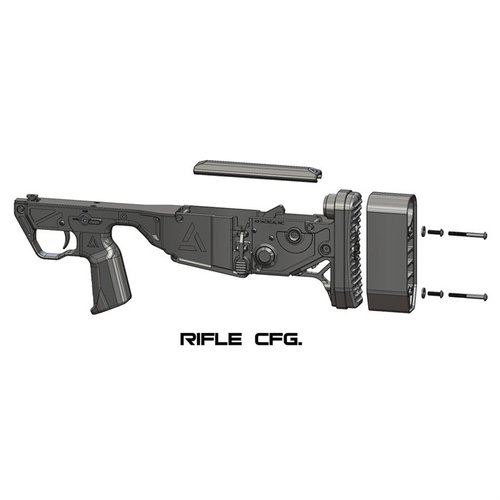 TRIAD BULLPUP CHASSIS for BRN-180 gir en lettvekts, robust plattform med ambi kontroller, fiberforsterket Zytel-polymer og RAVE 140 trigger for optimal ytelse.