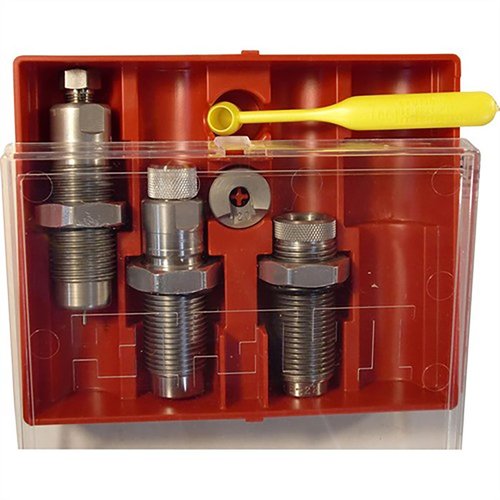 .400 Legend Pacesetter 3-die sett inkluderer Full Length Sizing Die, Bullet Seating Die, Factory Crimp Die og mer, passer til alle 7/8"-14 reloading presses.