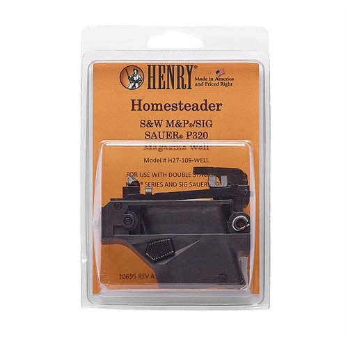 H027 HOMESTEADER 9MM MAGAZINE WELL ADAPTOR gjør det mulig å bruke populære pistolmagasiner fra andre produsenter med din Henry H027.