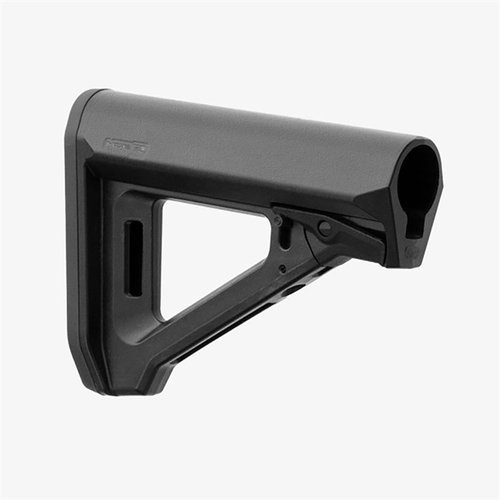 MOE RL Carbine Stock fra MAGPUL har et strømlinjeformet design, justerbar LOP fra 10.65" til 13.85", og forbedret kinnstøtte for økt komfort.