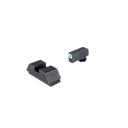 AMERIGLO® 1L Tall Tritium Sights gir presis, forhøyet co-witness for Glock® MOS, optimalisert for red dot-optikker som Holosun og Vortex.