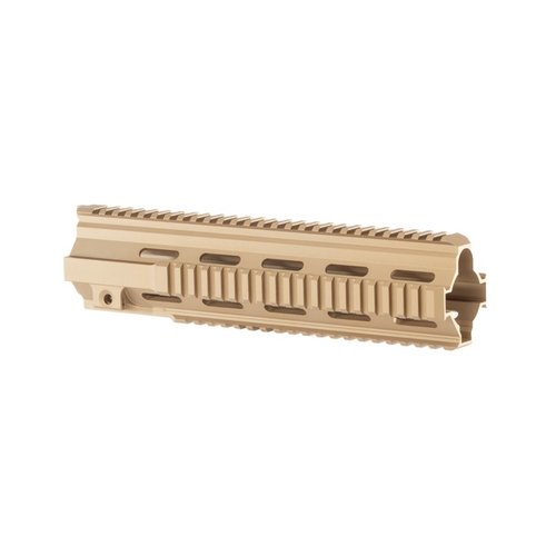 BRN-4 M27 Quad Rail Handguard i Flat Dark Earth gir optimal klamping og stabilitet, perfekt for BRN-4 og HK 416 plattformer med 11