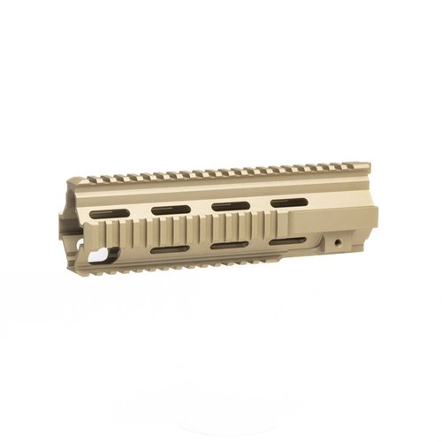 BRN-4 M27 Quad Rail Handguard i Flat Dark Earth gir optimal klamping og stabilitet, passer til BRN-4 og HK 416, tilgjengelig i 9