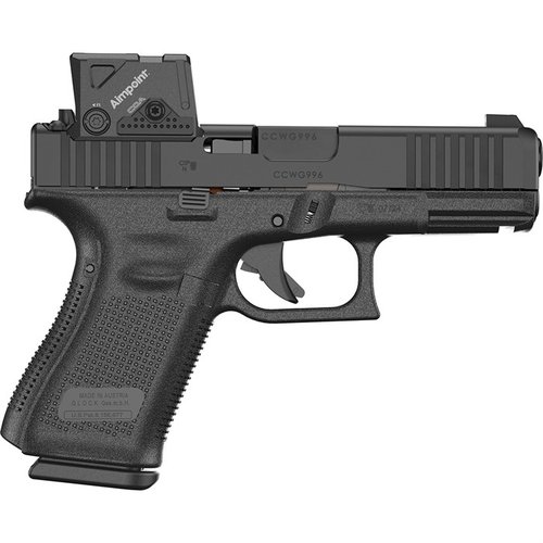 GLOCK 19 Gen5 MOS med AIMPOINT COA tilbyr en kompakt 9mm pistol med Modular Optic System, høy ytelse, og justerbare funksjoner for optimal bruk.