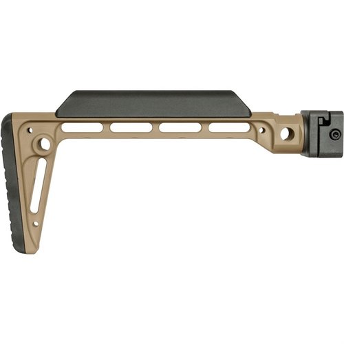 Dette MINIMALISTISKE SIDE FOLDING STOCK har en robust mekanisme, justerbar til høyre eller venstre, 5 QD sling festepunkter og en vekt på 15,7 oz.
