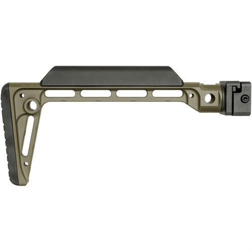Minimalistic Side Folding Stock fra Midwest Industries tilbyr en robust design med 5 QD sling festepunkter, komfortabel polymer kinnstøtte og gummiert bakstykke.