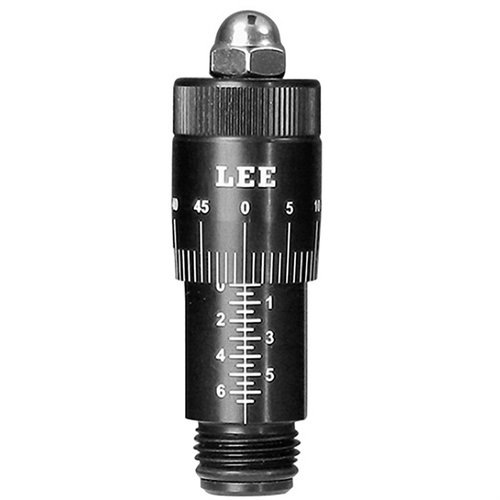 Lee Precision MICROMETER ADJUST SCREW gir presis justering av kule-settedybde uten klikk, med lettleste inndelinger og mulighet for enkel overføring mellom dies.