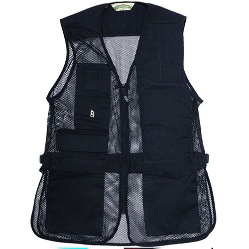 BOB ALLEN FULL MESH SHOOTING VEST er lett og pustende, har lommer for Insert-A-Pad, choke tubes og ekstra plass til haglpatroner, perfekt for skyting.