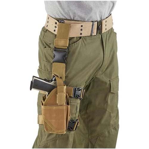 CACTUS JACK TACTICAL DROP LEG HOLSTER er en justerbar hofteholster med rask tilgang, laget av slitesterk 600 Denier polyester og passer til de fleste håndvåpen.