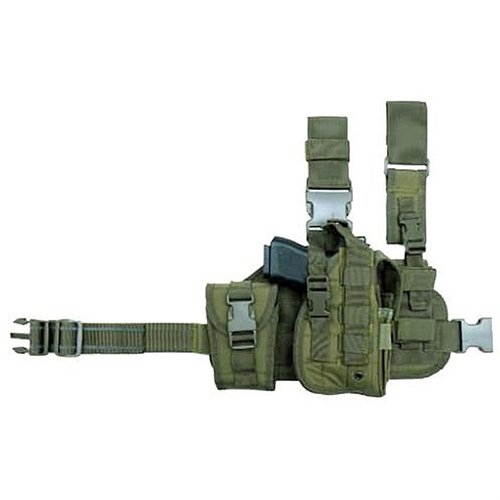 CACTUS JACK taktisk drop leg holster i slitesterk nylon holder våpenet nært og sikkert, med justerbar stropp og MOLLE festet mag pouch for ekstra magasin.