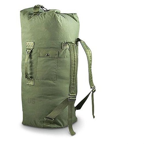 US-made to-straps Nylon Cordura duffle bag med vannavstøtende materiale, polstrede skulderstropper og romslig design for både taktisk utstyr og hverdagsbruk.