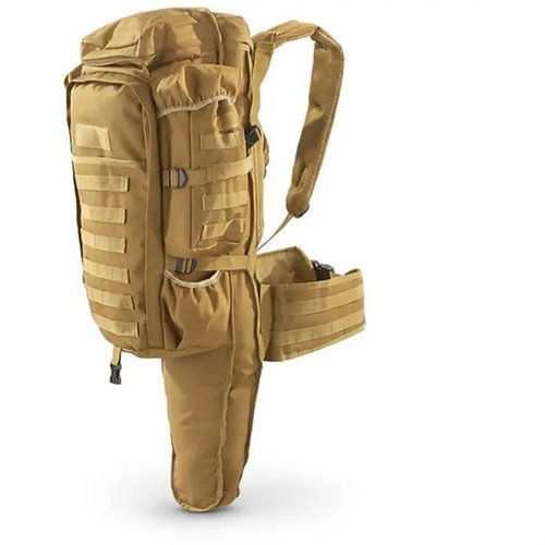 TACTICAL ASSAULT BAG med rifleholder gir romslig og slitesterk transport for utstyr, med polstret rygg og bærehåndtak for komfortabel bæring.