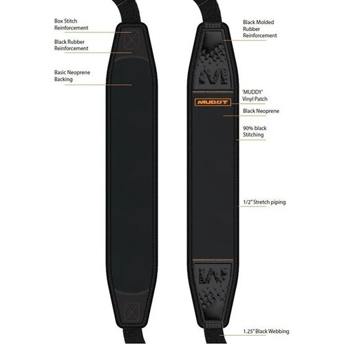 MUDDY PATHFINDER SLING gir overlegen komfort med fleksibel neopren, anti-skli grep, og sterke metal quick-detach swivler for enkel og sikker festing.
