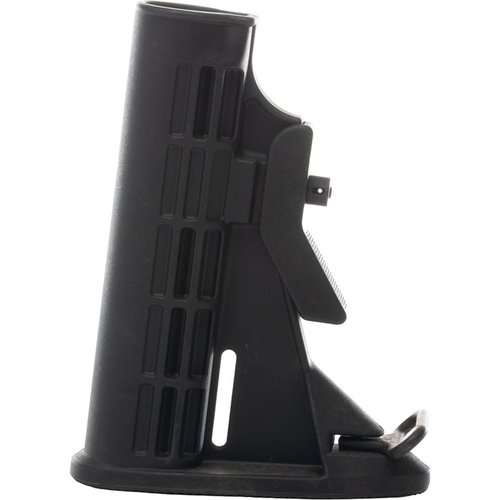 AP4 Mil-Spec Collapsible Carbine Stock gir pålitelighet og enkelhet med justerbar lengde, solid grep, og robust polymerkonstruksjon for AR-15.
