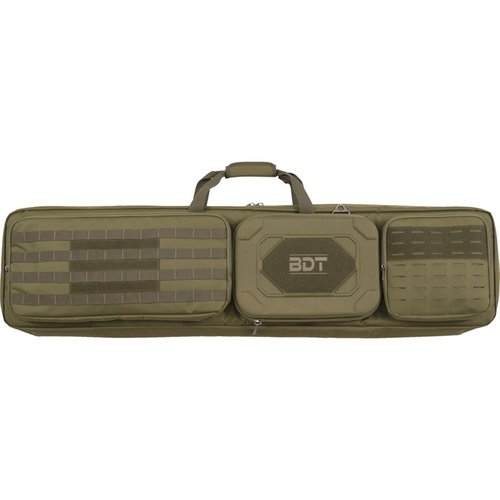 BULLDOG CASES 48" Double Suppressor Tactical Rifle Case har en polstret konstruksjon, varmebestandig suppressorlomme og praktiske lommer for tilbehør.