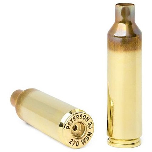 PETERSON CARTRIDGE 270 WSM BRASS gir presisjon og holdbarhet med match-grade uniformitet, varmebehandlet konstruksjon og pålitelige tennhull for optimal ytelse.