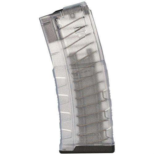EXD Translucent 10/30 magasin for AR-15, med 10 skudd kapasitet, robust polymerkonstruksjon, anti-tilt follower og forbedret grep for pålitelighet.