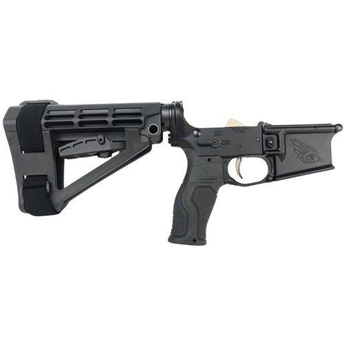 CEO-15 Battle Series komplett pistol lower med holdbar 7075-T6 aluminium, håndjustert trigger og justerbar SBA4 pistolstokk for optimal ytelse.