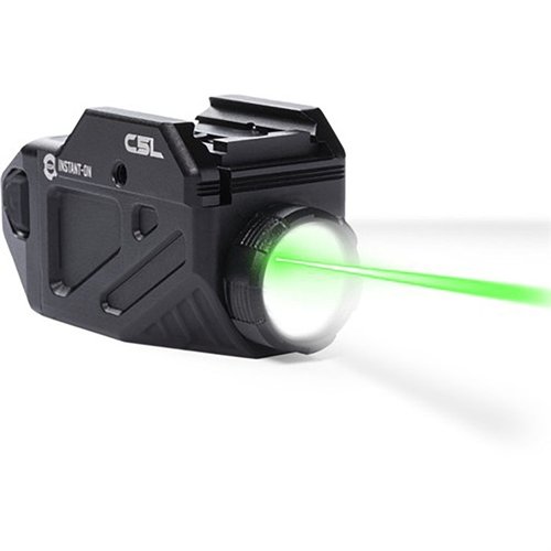 VIRIDIAN C5L er en kompakt grønn laser og lyskaster med 650 lumen, INSTANT-ON, SafeCharge og IPX6 vannmotstand, perfekt for alle skytebehov.
