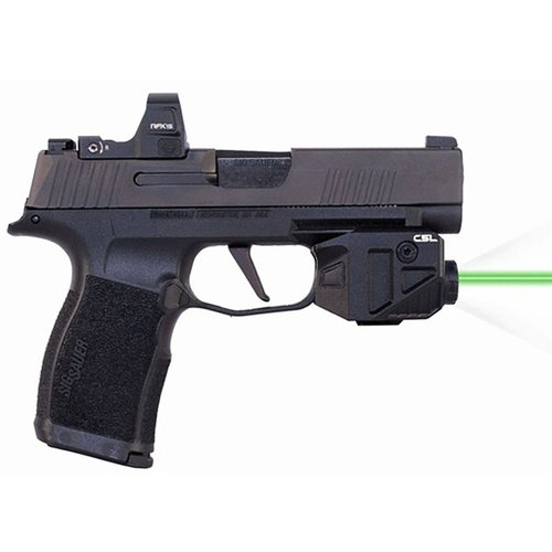 C5L Custom for SIG P365 tilbyr 550 lumens, 25,000 candela, automatisk aktivering, og en rekkevidde på 184 meter – perfekt for personlig beskyttelse.